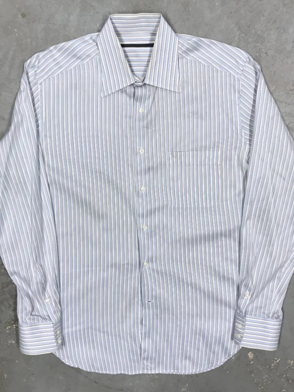 Vintage Vestimenta Dress Shirt Cotton Silk Striped Italy Long Sleeve 16.5 Large